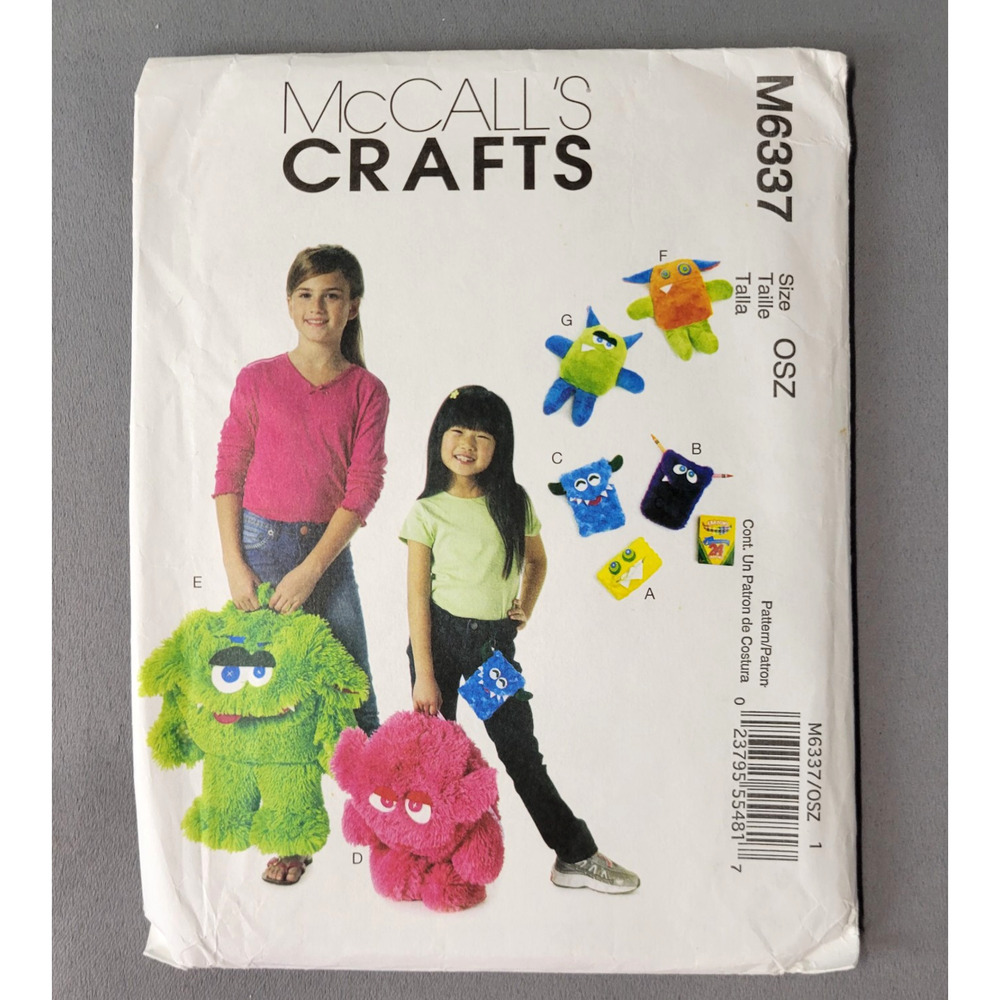 McCalls Sewing Pattern Monster Backpack #M6337 Craft 2011 UNCUT